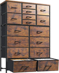 Romorgniz 57“H Dresser for Bedroom with Multiple Drawers, Fabric Dressers & Chests of Drawers for Bedroom,Large Dresser, Sturdy Metal Frame & Wood Top,Entryway, Hallway(Rustic Brown)