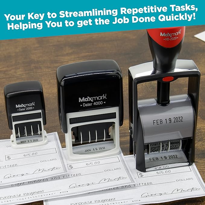 MaxMark Dater 4000 Self Inking Date Stamp - Red