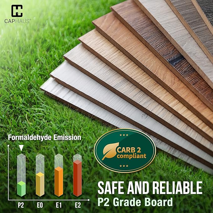 CAPHAUS 5 Tier Bookshelf, 24 Inch Width Free Standing Shelf, Bookcase Shelf Storage Organizer, Industrial Book Shelves for Home Office, Living Room, Kitchen, White Wooden Shelves & Gold Frame