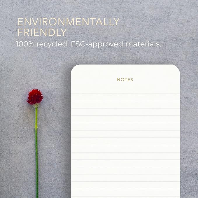 Pinesman - Elegant Desk Notepads for Professionals, Executive's Memo Pads, Minimalist, Gold Foiled, Lined Layout, 3 Pack, 225 Sheets Total (75 Each), 6.3" x 3.9”, 80 GSM, Eco-friendly, FSC™ Certified
