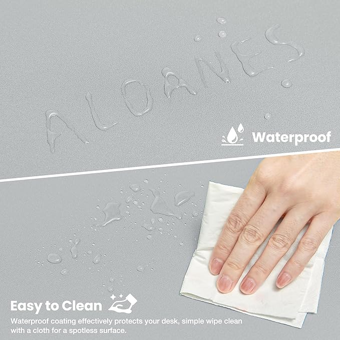 ALOANES Waterproof Mouse Pad with Durable Stitched Edge, Large Gaming Keyboard Pad, Non-Slip Rubber Base Mouse Mat, Extended Desk pad for Gamer, Office & Home, Gray Mousepad 31.5''x 15.7''x 0.12''