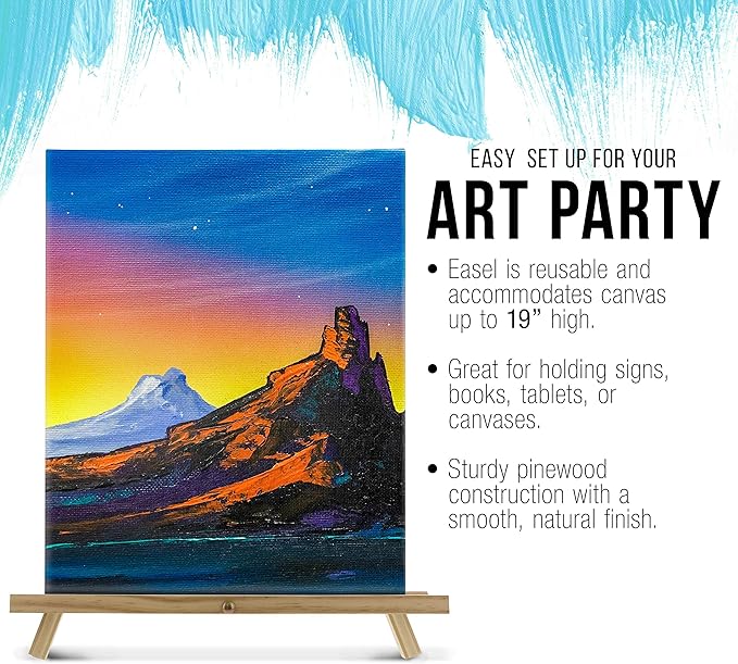 U.S. Art Supply 20" Natural Wood Tabletop Easel (2 Pack) - Adjustable A-Frame Canvas Stand for Painting Party & Signs - Table Top Easel for Painting, Canvas Holder, Crafts, Photos, Pictures