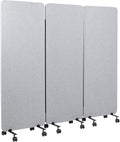 VIVO Freestanding 72 x 66 inch Privacy Panel, Mobile Cubicle Divider, x3 24 inch Wall Partitions, Gray, PP-3-T072G-M