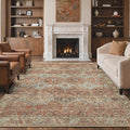 GENIMO 6x9 Area Rugs for Living Room, Machine Washable Non Slip Rugs, Low Pile Lightweight Print Rug for Bedroom, Dining Room, Home Office, Vintage Brick Red