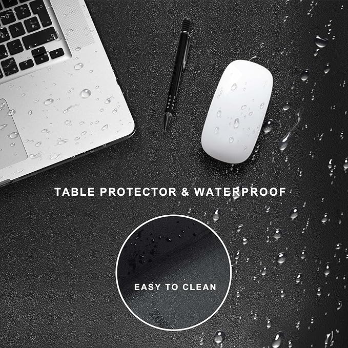 ZORESYN Office Desk Pad 70.9x39.4inch, Large Mouse pad Desk Mat, Waterproof PU Leather Desk Blotter Protector Desk Accessories with Non Slip Base for Home Office (Black)