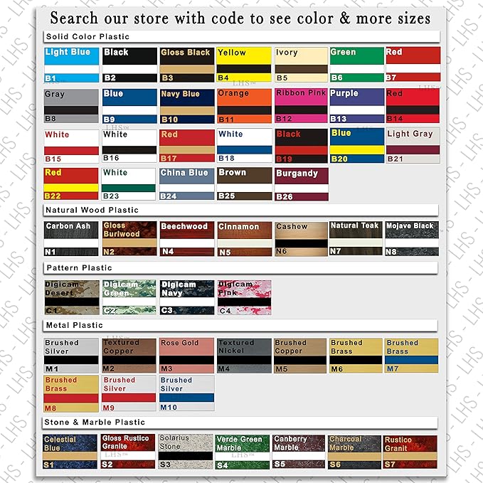 Custom Name Plate with Choice of Mounting for Walls, Doors, Desk Holders, Cubicles, Hanging and More - Personalized Black Plastic Red Letters - USA Made 2x8 - B19