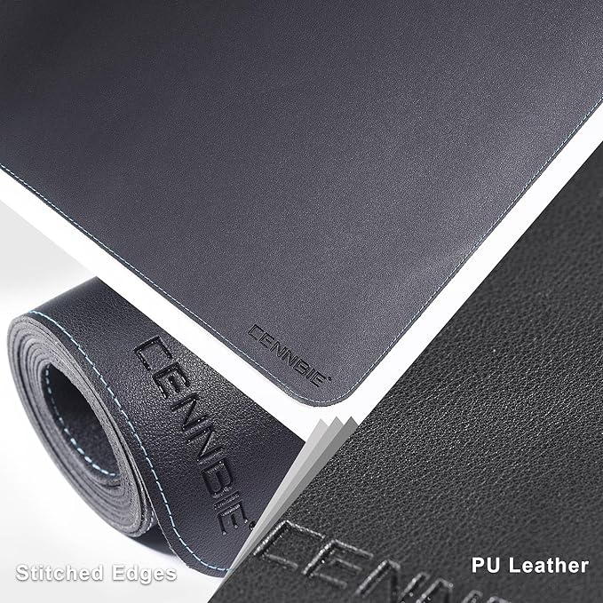 CENNBIE Leather Desk Mat - 31.4" x 19.6" Extra Large Desk Pad Protector for Office, Computer Desk, Oversized Mouse Pad, Black