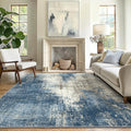 GENIMO Washable Area Rugs for Living Room, 9x12 Modern Non Slip Rugs, Low Pile Lightweight Soft Print Rug for Bedroom, Dining Room, Home Office, Washed Slate Blue