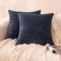 Amazon Basics Chenille Throw Pillow Covers, Home Decor Cushion Cover for Bedroom Living Room Couch Bed, 22" W × 22" L, Navy Blue