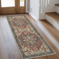 GENIMO 2'6''x10 Runner Rugs for Hallway, Machine Washable Non Slip Vintage Rugs, Low Pile Lightweight Soft Print Rug for enrtyway, Corridor, Home Office, Kitchen, Bordeaux