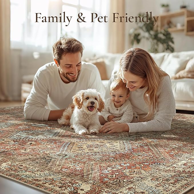 GENIMO Runner Rug 2x5 Non Slip Machine Washable Hallway Runner Rug, Low Pile Lightweight Rugs for Entryway, Hallway, Kitchen and Corridor, Vintage Brick Red