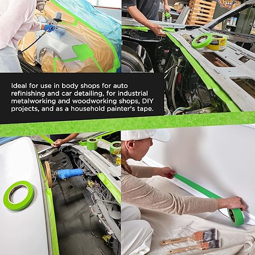 Dura-Gold Green Automotive Masking Tape 1/2 Inch (12mm x 55 Yards), Case of 72 Rolls - Premium High-Performance, Heat Resistant - Auto Refinish Painting, Car Detailing, Autobody Repair, Painters Tape