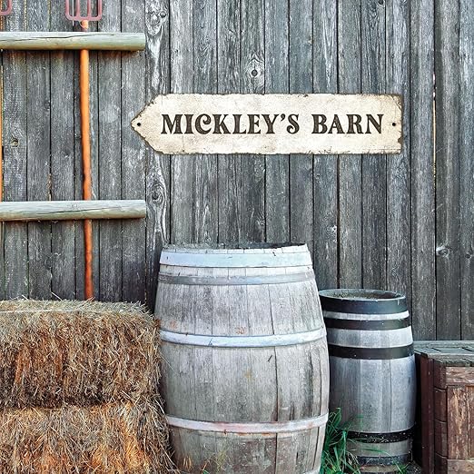 Rustic Custom Sign, Personalized Left Directional Metal Composite Street Sign for Indoor and Outdoor Use 4x18 Inches, ACM Made in The USA