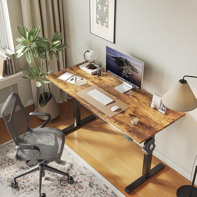 Agilestic Electric Standing Desk 40 x 24 Inches, Height Adjustable Desk, Sit Stand up for Work Office Home, Ergonomic Rising Computer Table with Memory Preset, Rustic Brown