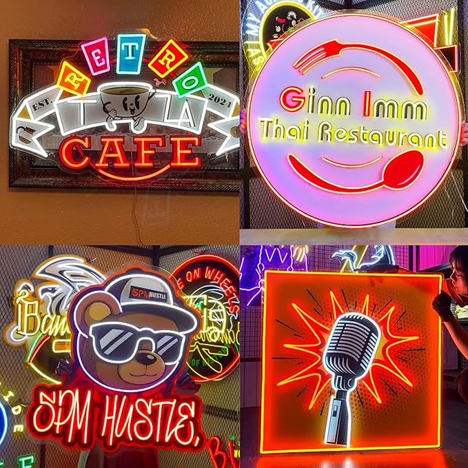 Lorxi Custom Logo UV Printed LED Neon Sign For Wall Decor,Personalized Bussiness Light for Bar Salon Party Office Wall Birthday Wedding