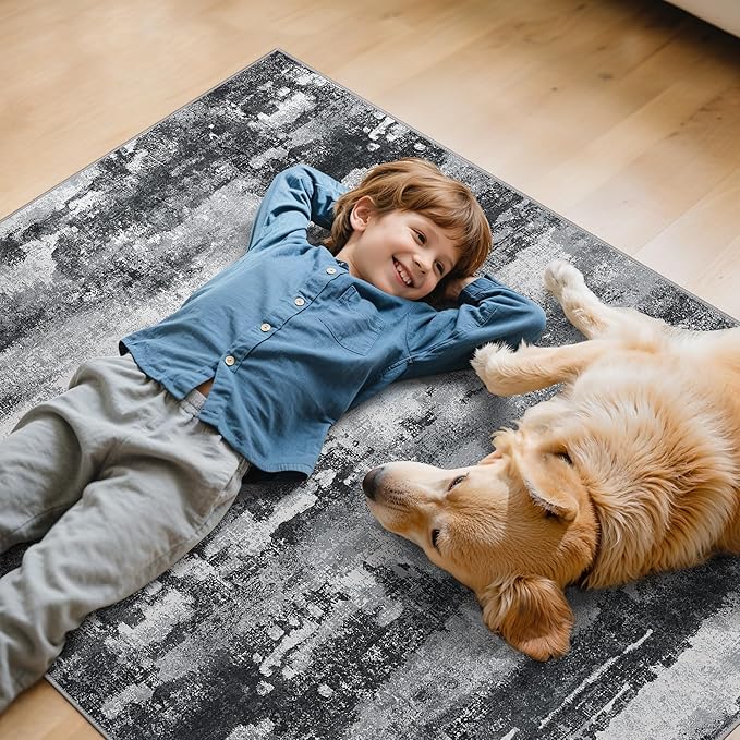 Office Chair Mat for Hardwood Tile Floor, Abstract 36"X 48" Desk Mats for Office Chair on Rolling Chairs Carpet, Desk Anti-Slip 1/5" Thick Rug for Computer Chair, Thin Low-Pile Floor Mat, Dark