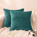 Amazon Basics Chenille Throw Pillow Covers, Home Decor Cushion Cover for Bedroom Living Room Couch Bed, 16" W × 16" L, Deep Teal