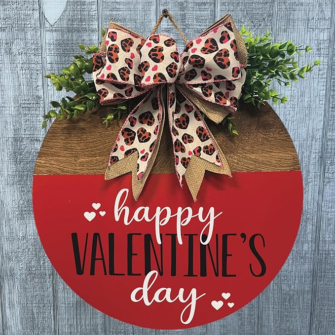 Wood front door sign Wood sign Home decor Welcome sign Sign for front door House warming gift Wedding gift (Happy Valentine's Day(UV014(A60) S005), 15" Width)