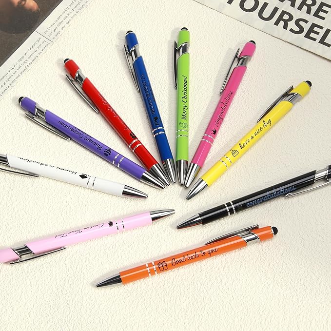 ENOMY Personalized Pens Bulk Free Engraved with Logo/Name/Message Black Ink Custom Pens Customized Stylus Ballpoint Pens Ideal Gifts for Business Anniversary (30)