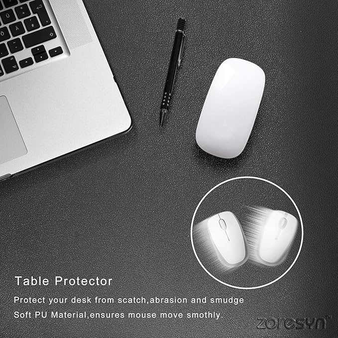 ZORESYN PU Leather Desk Pad (55.1"x15.8") - Waterproof Office Desk Mat for Keyboard and Mouse - Black Extended Mouse Pad with Nonslip Base