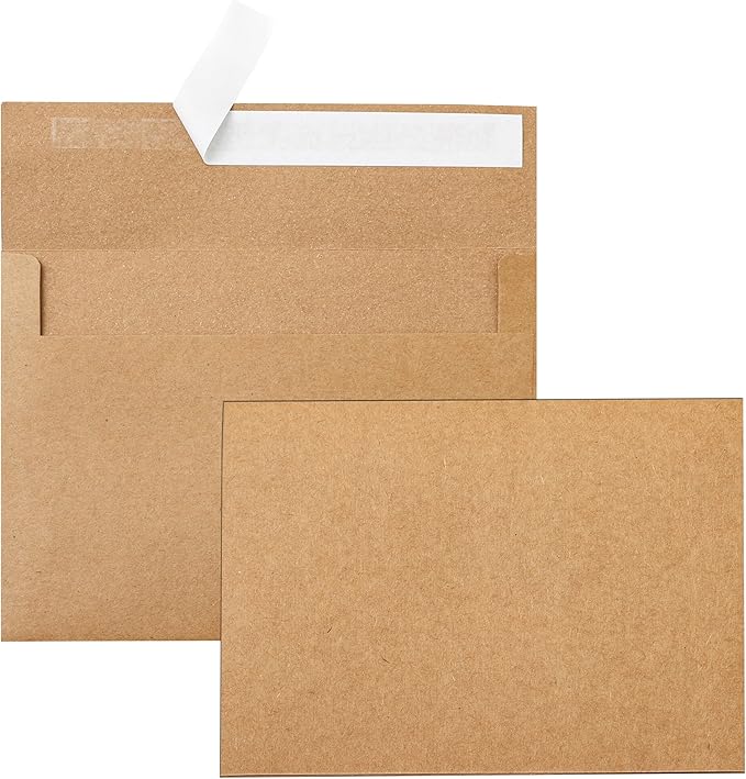 Silunkia Brown Blank Thank You Cards and Envelopes 4.25 x 5.5 Heavyweight Flat Cardstock and A2 Envelopes Printable Self Seal 20 Packs for Wedding Invitations, Party, Graduations