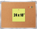 Cork Board Set for Wall - Bulletin Board Corkboard 24 x 18 in with 10 Thumb Tacks - Wall Hanging Pin Board Message Board Tack Board Organizer for Home, Office, Desk and Cubicle (24x18)