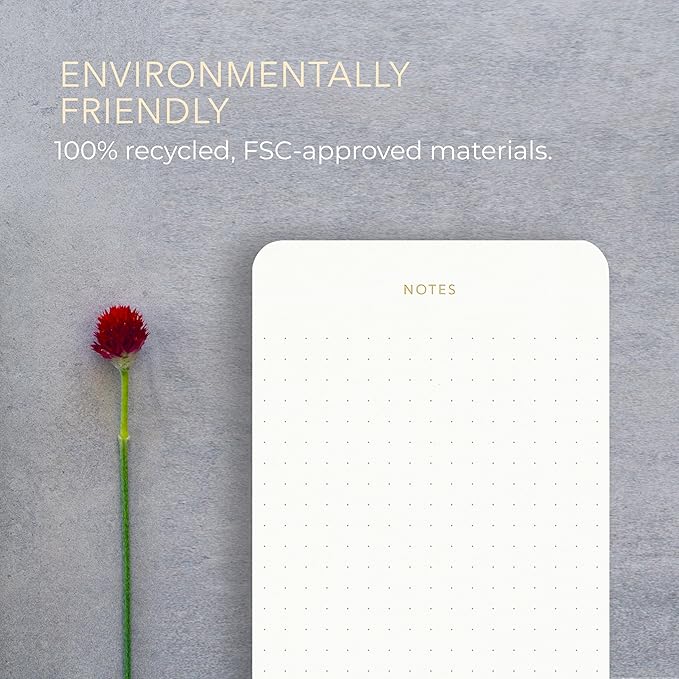 Pinesman - Elegant Desk Notepads for Professionals, Executive's Memo Pads, Minimalist, Gold Foiled, Dotted Layout, 5 Pack, 375 Sheets Total (75 Each), 6.3" x 3.9”, 80 GSM, Eco-friendly, FSC™ Certified