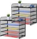 Vanulee 2 Pack Legal/A4/Letter Size Desk Paper Organizer Desktop File Organizer Document Sorter, 5 Tier Mesh Letter Tray File Folder Holder Office Accessories Organization