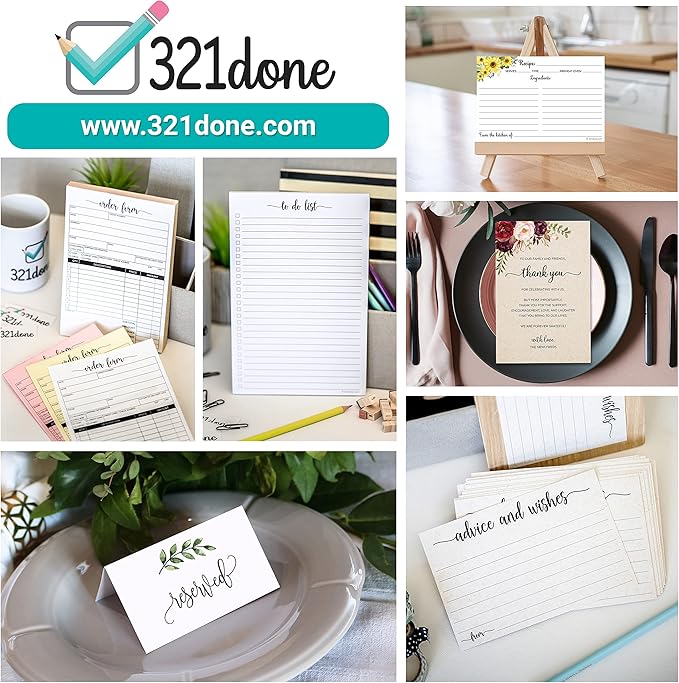 321Done To Do List Notepad 2-Pack, 3.7 x 8.5 (1/3 Sheet Slim Handheld Size) - Made in USA, Simple Stylish To-Dos Memo Pad for Planning, Tasks, Appointments, Reminders, Home, Office - Wide-Ruled