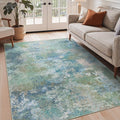 GENIMO Washable Rugs 6x9 Area Rugs for Living Room Bedroom, Modern Lightweight Rug Ultra Soft Indoor Area Rugs 6x9 for Dining Room, Low Pile Carpet with Non Slip Backing, Blue Green