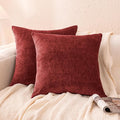 Amazon Basics Chenille Throw Pillow Covers, Home Decor Cushion Cover for Bedroom Living Room Couch Bed, 18" W × 18" L, Burgundy