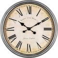 Bernhard Products Large Decorative Wall Clock 20 Inch Silent Non Ticking Battery Operated Quartz Vintage Stylish with Rustic Silver Rim for Home Living Room Dining Room Kitchen & Over Fireplace