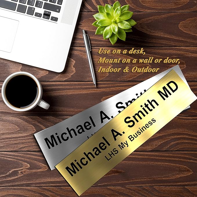 Engraved Custom Door Plate Burgundy Plastic Office Door Sign with White Letters - Made in USA 2x12 B26