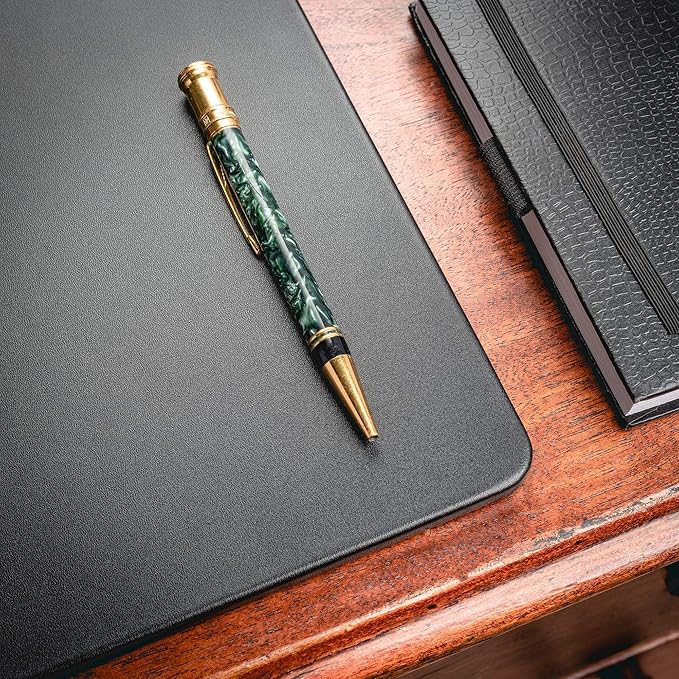 Black Leather 24" x 19" Desk Mat Without Rails