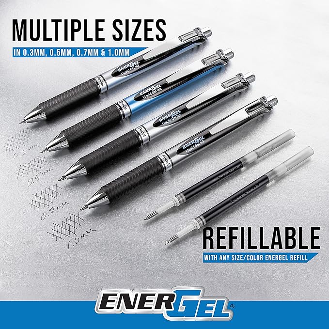 Pentel EnerGel RTX Liquid Gel Pens, Medium (0.7mm), Red Ink, 4-pk (BL77PF4B)
